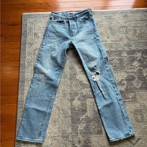 Levi’s Light Blue Distressed Wedgie Straight Jeans